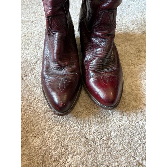 Vintage Heritage West Cowboy Leather Boots Maroon Western 8/12 D - Picture 6 of 7
